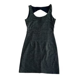 Womens Dress Size Medium Black Metallic Gold Stripe Soft Goth Professional Party